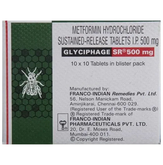 glyciphage sr 500mg tablet 10's